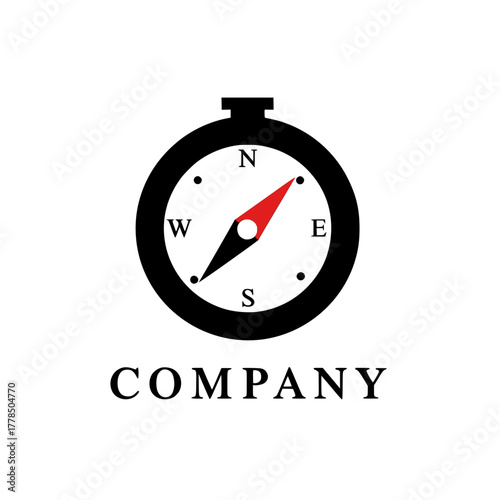Simple compass logo template vector illustration representing direction, exploration, and global travel concept