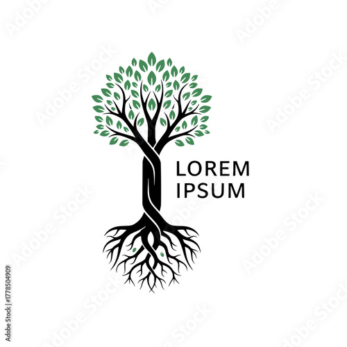 Tree of Life with Roots Logo Design Symbol of Growth, Strength, and Connection