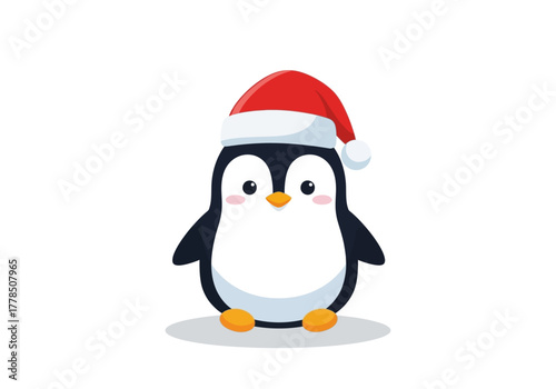 Cute penguin in a festive red santa hat, perfect for holiday cards, decorations, and winterthemed designs. Penguins christmas holiday winter festive cute santa hat animal celebration joyful.