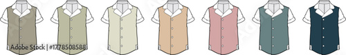 Collection of Various Colored Waistcoats on White Background for Fashion or Design Projects