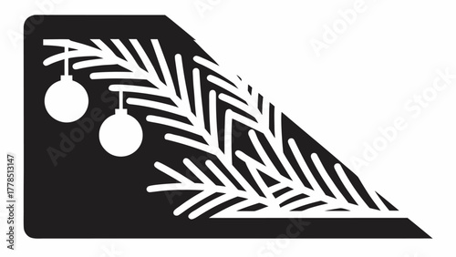 Elegant Christmas tree branch and ornament design for festive holiday celebrations, perfect for cards, invitations, and winter decorations, originally a scalable graphic