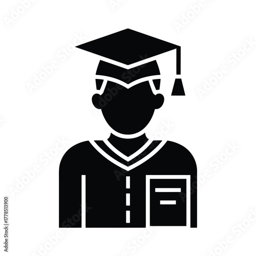 Graduation cap and gown icon representing education and achievement
