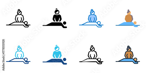 Massage icon set multiple style collection 
