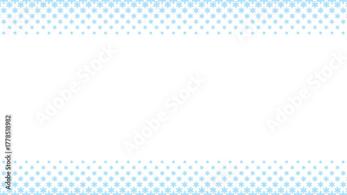 ハーフトーン風　雪の結晶　フレーム　上下　水色