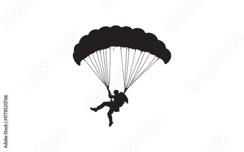 Parachute Skydiver Silhouette Illustration for Adventure and Sport Design