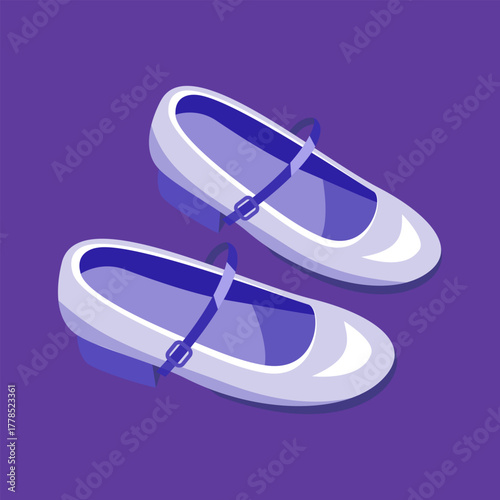 Pair of purple ballet flats in cute minimal style for fashion and elegance concept.