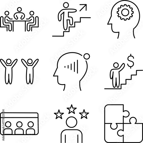 Business Management Line Icon Set