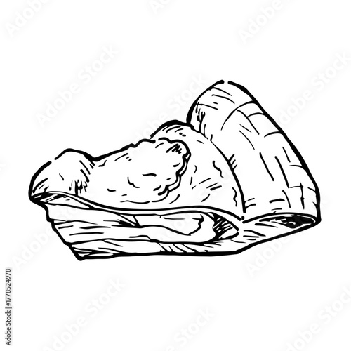 アップルパイの手書きイラスト　モノクロ