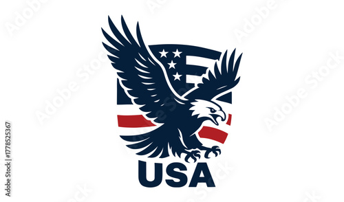 eagle with flag of usa