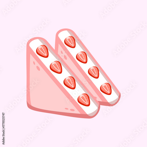 Cream-filled strawberry sandwiches with soft bread and fresh fruit slices.