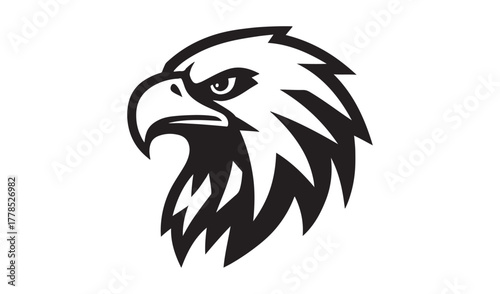 Bold black and white eagle head silhouette graphic design