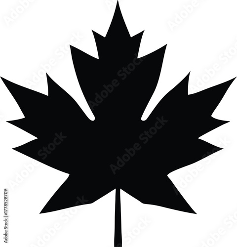 Black maple leaf silhouette, iconic canadian symbol, nature element