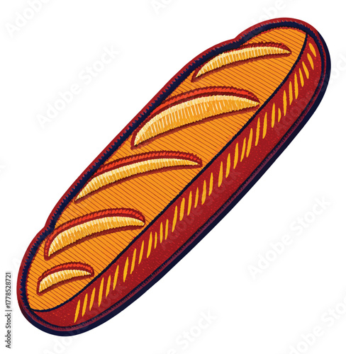 Artistic baguette illustration for menu design and creative projects, showcasing fresh baked bread, food art, and bakery concepts with unique style