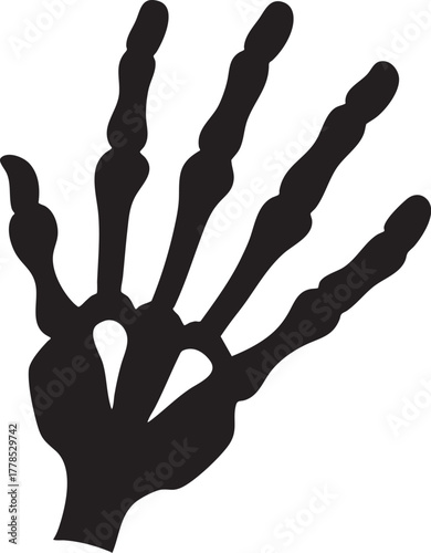 Abstract skeletal hand bone silhouette, animal paw vector