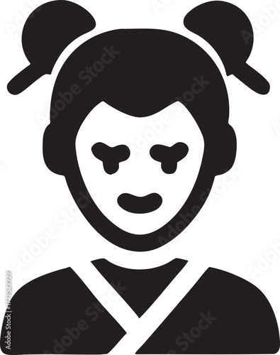 Stylized female character with traditional asian hair buns