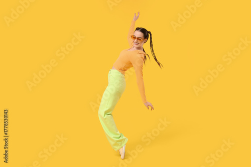 Happy young woman with brai...