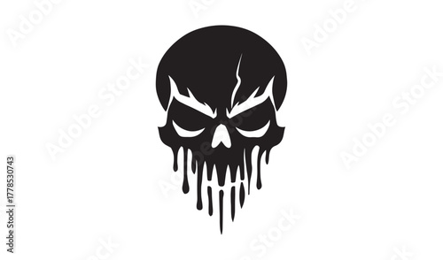 Dark dripping skull silhouette with intense eyes