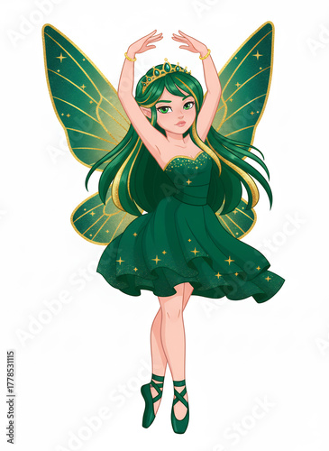 Emerald Fairy Ballerina in Enchanted Dance