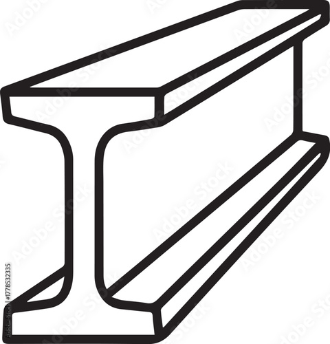 Sleek steel beam icon, perfect for engineering projects, construction websites, and industrial designs; vector graphic symbolizes strength and stability