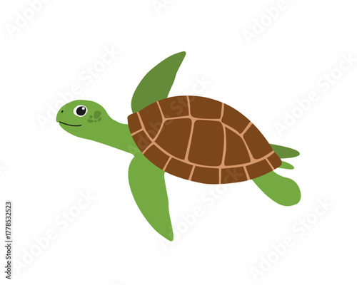 Swimming turtle.Flat design