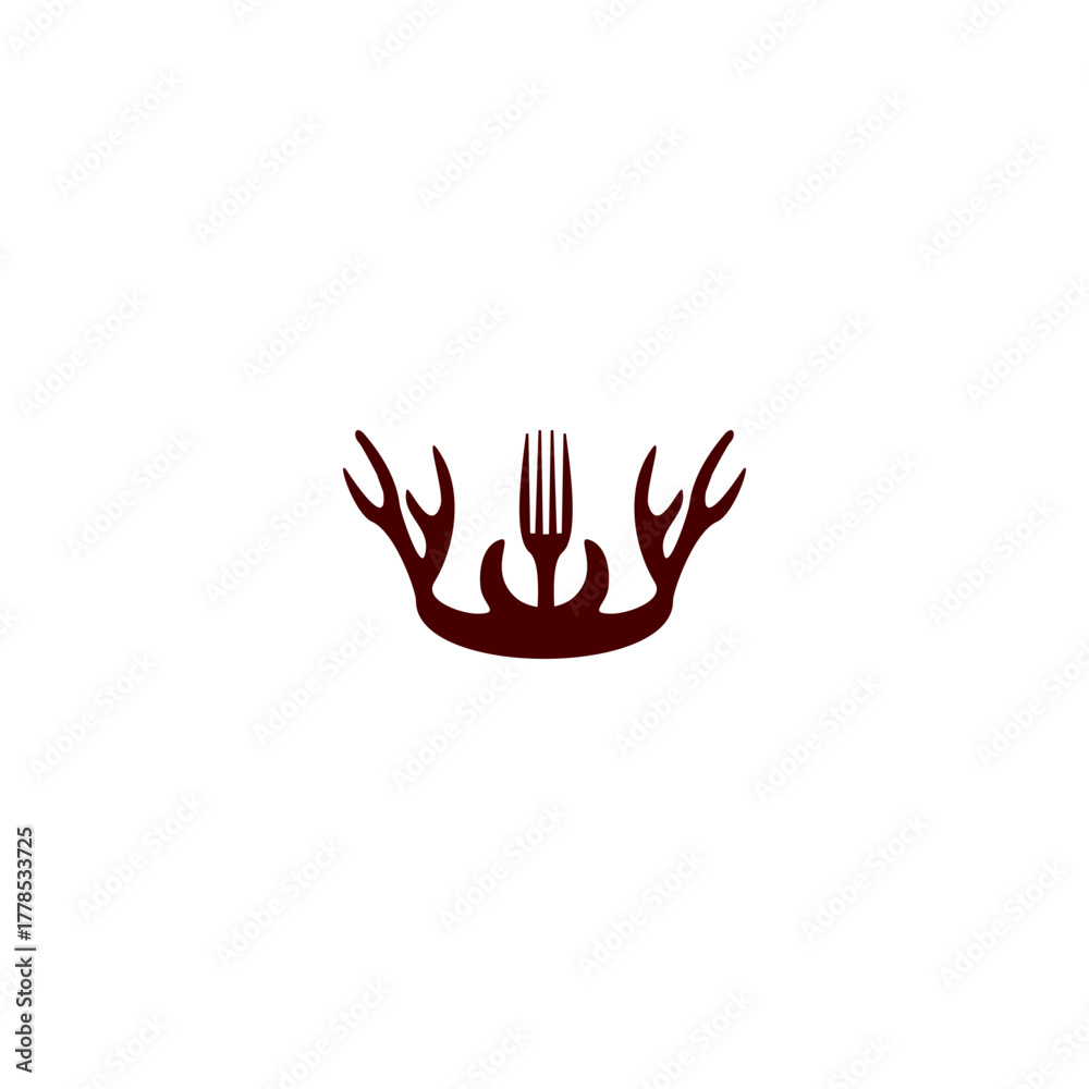 Obraz premium Fork Crown Antlers Logo Design