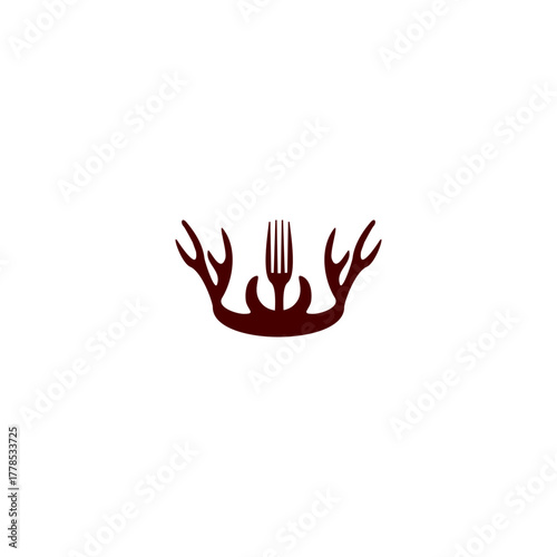 Fork Crown Antlers Logo Design