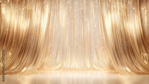 Elegant gold curtain backdrop with lights