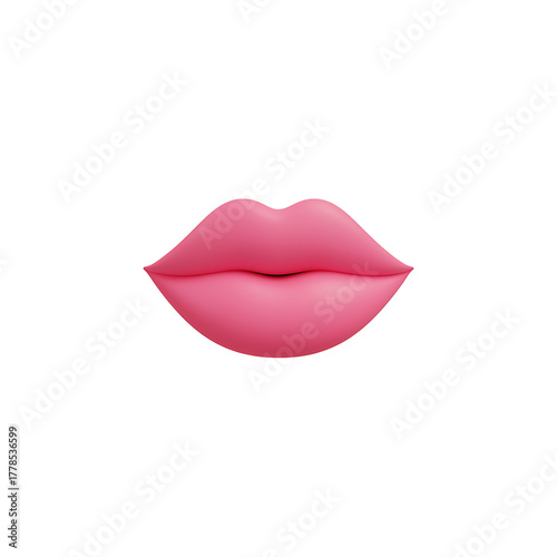 Pink lips emoji illustration, showcasing a close-up view of full, luscious lips, perfect for beauty, cosmetic, and makeup themes