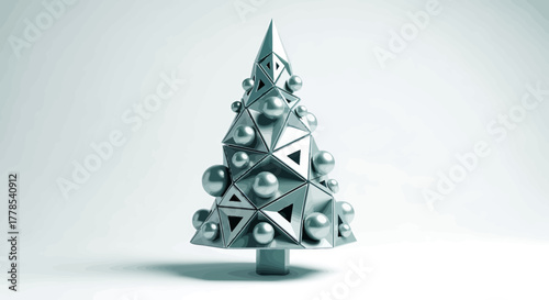 Abstract 3D Christmas Tree Sculpture, Metallic Subject, Studio Environment, Minimal Viewpoint, Modern GALIH (43).eps Concept