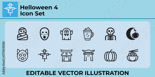 Halloween holiday line icon set for celebration and spooky design
