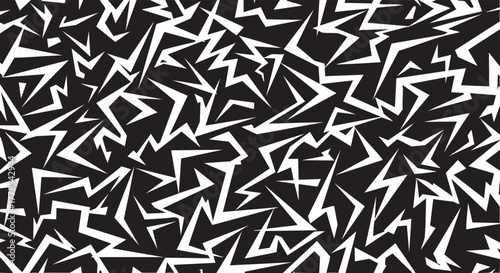 Dynamic black and white geometric pattern with jagged edges for modern designs and striking backgrounds, adding a bold graphic punch to any project