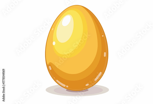 Vibrant Golden Egg Illustration Reflecting Light on a Simple Gradient Background with Smooth Curves and Glossy Surface