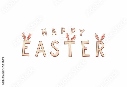 Charming Easter Greeting with Whimsical Lettering and Playful Bunny Ears Embodying the Joy and Spirit of the Festive Spring Holiday