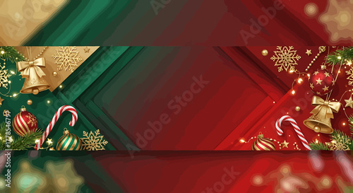 Festive Christmas Background with Decorations, Bells, Ornaments, Candy Canes, Digital Art, Celebration, Top View, GALIH (106).eps Concept