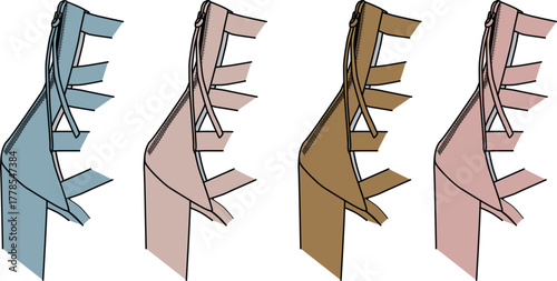 Abstract architectural elements in a palette of muted tones and cool blues