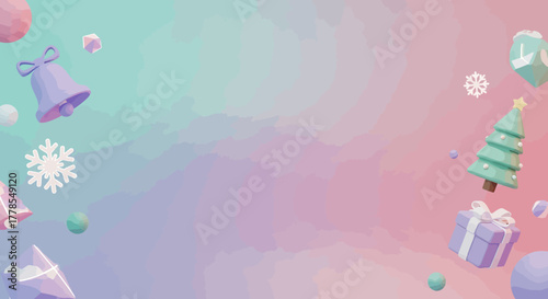 Christmas Holiday Celebration, Festive Objects, Pastel Background, Illustration, Whisk_a05edaa386aa89d84244b9b11de96a83dr.eps Concept, Decorative View