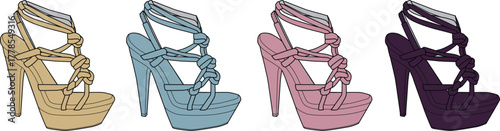 Elegant High Heel Sandal Set Fashionable Footwear for Women in Various Colors