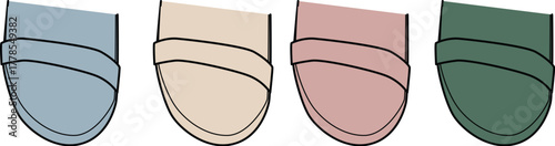 Collection of minimalist clog shoes in a modern muted color palette. Vector illustration set of comfortable footwear for fashion design