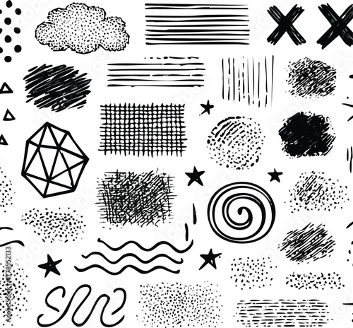 set of abstract geometric vector elements for design