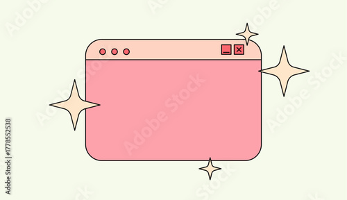 Retro Pink UI with Sparkles, Style Web Browser Frame