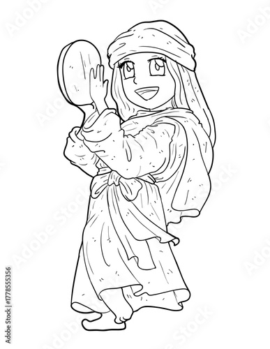 Miriam Playing Tambourine Coloring Page
