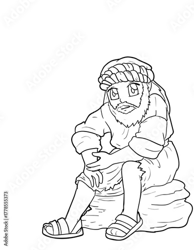 Prophet Jonah Sitting Coloring Page