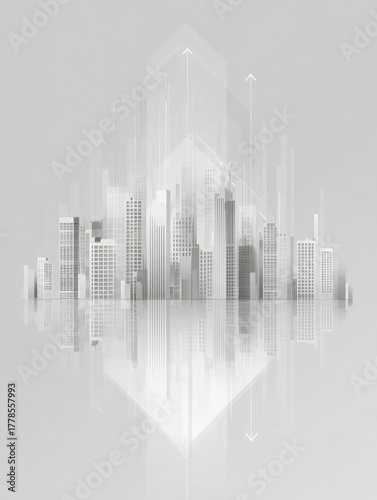 Abstract grayscale city skyline growth concept