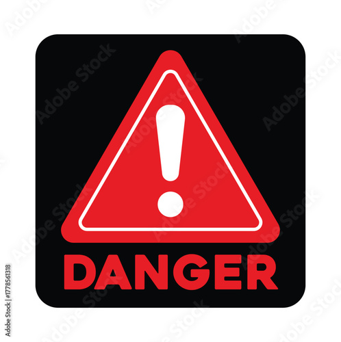 Danger warning sign icon. Vector red and white exclamation danger warning sign. red  warning road sign. 