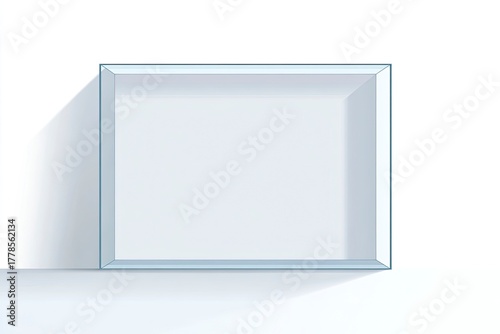 Empty clear glass box on white background