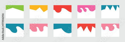 Collection of dividers shape red templates. Colorful curve top headline. banner header. Abstract curve top headline. Modern separator header for website and app. Vector illustration .