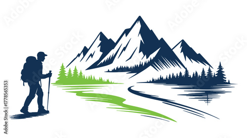 Mountain trekker nature journey