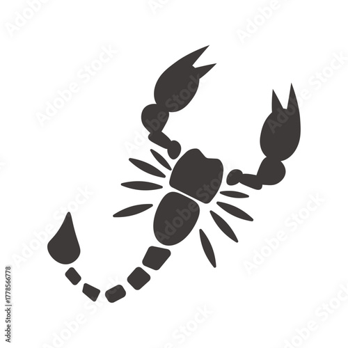 黒いサソリの影絵風イラスト素材｜自然・危険・神秘の象徴