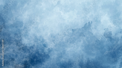 Soft Pastel Blue and White Watercolor Cloud Texture Background with Gentle, Blurry Wash and a Bright Central Glow. Serene, Dreamy, and Wintery Sky or Fog Aesthetic Backdrops