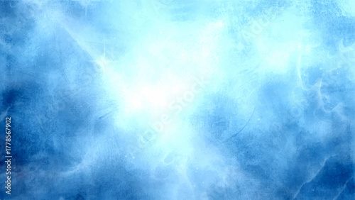 Soft Pastel Blue and White Watercolor Cloud Texture Background with Gentle, Blurry Wash and a Bright Central Glow. Serene, Dreamy, and Wintery Sky or Fog Aesthetic Backdrops